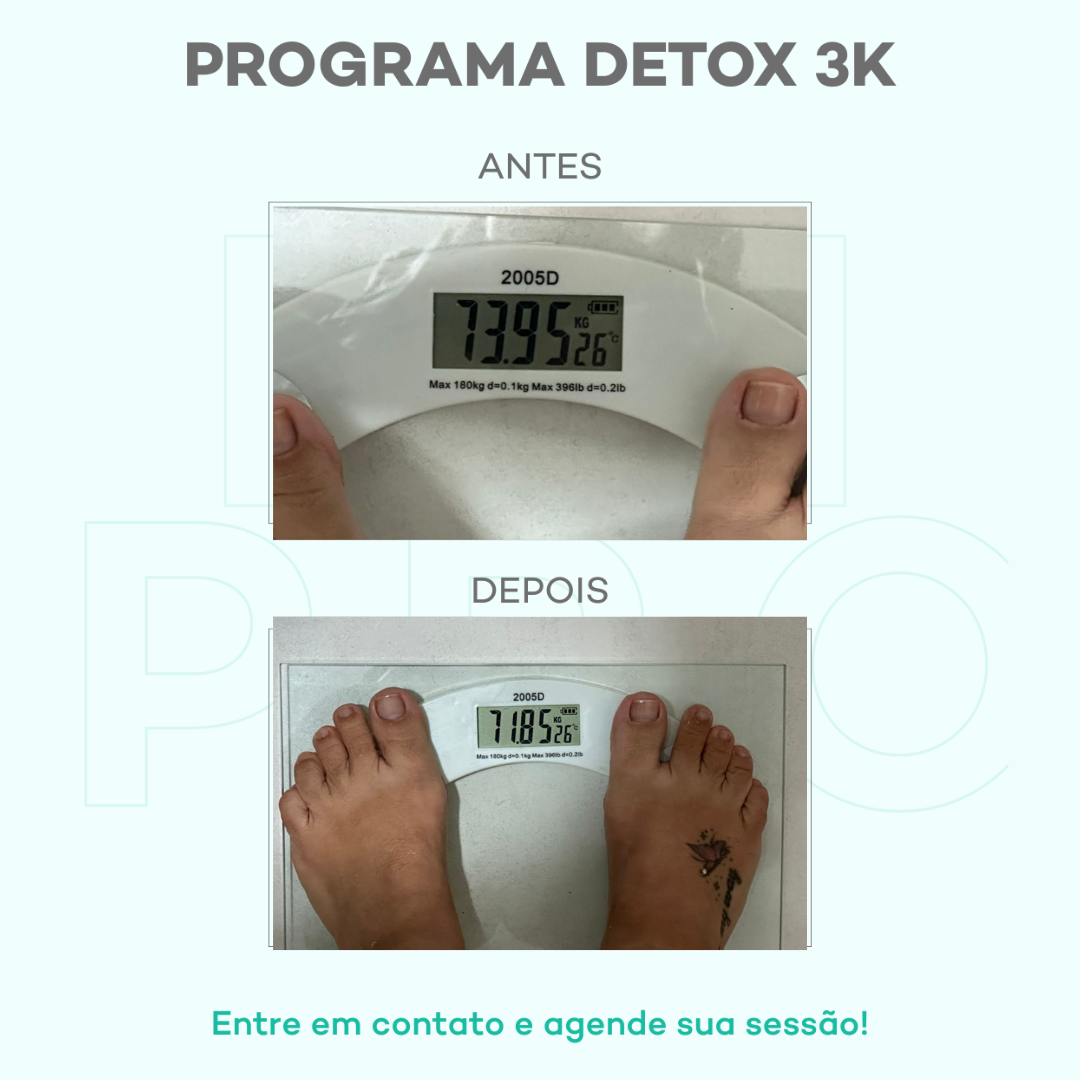 Antes e depois — detox e emagrecimento por profissional habilitada