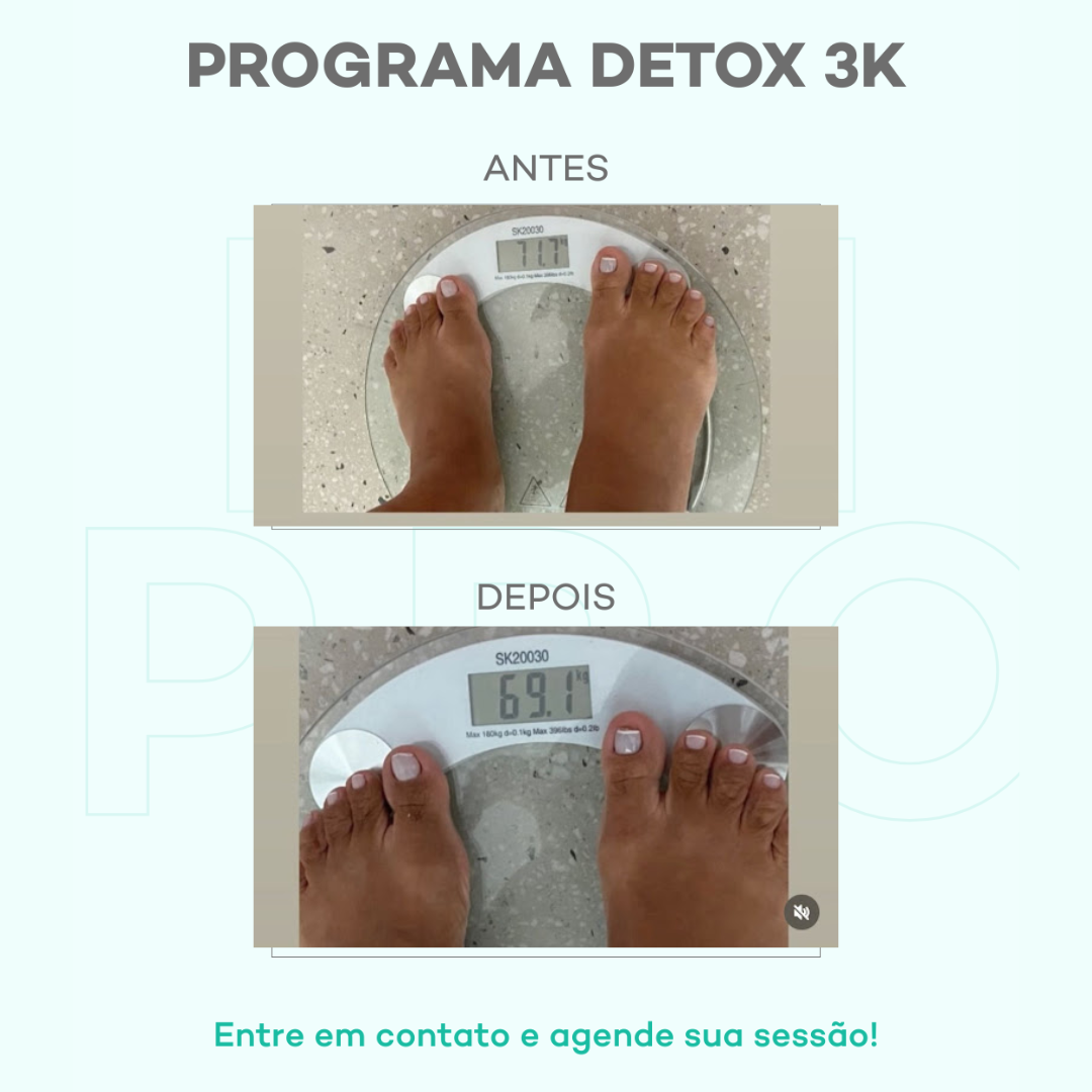 Antes e depois — detox e emagrecimento por profissional habilitada