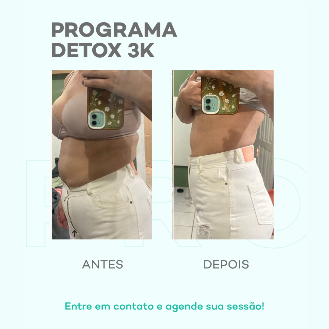Antes e depois — detox e emagrecimento por profissional habilitada