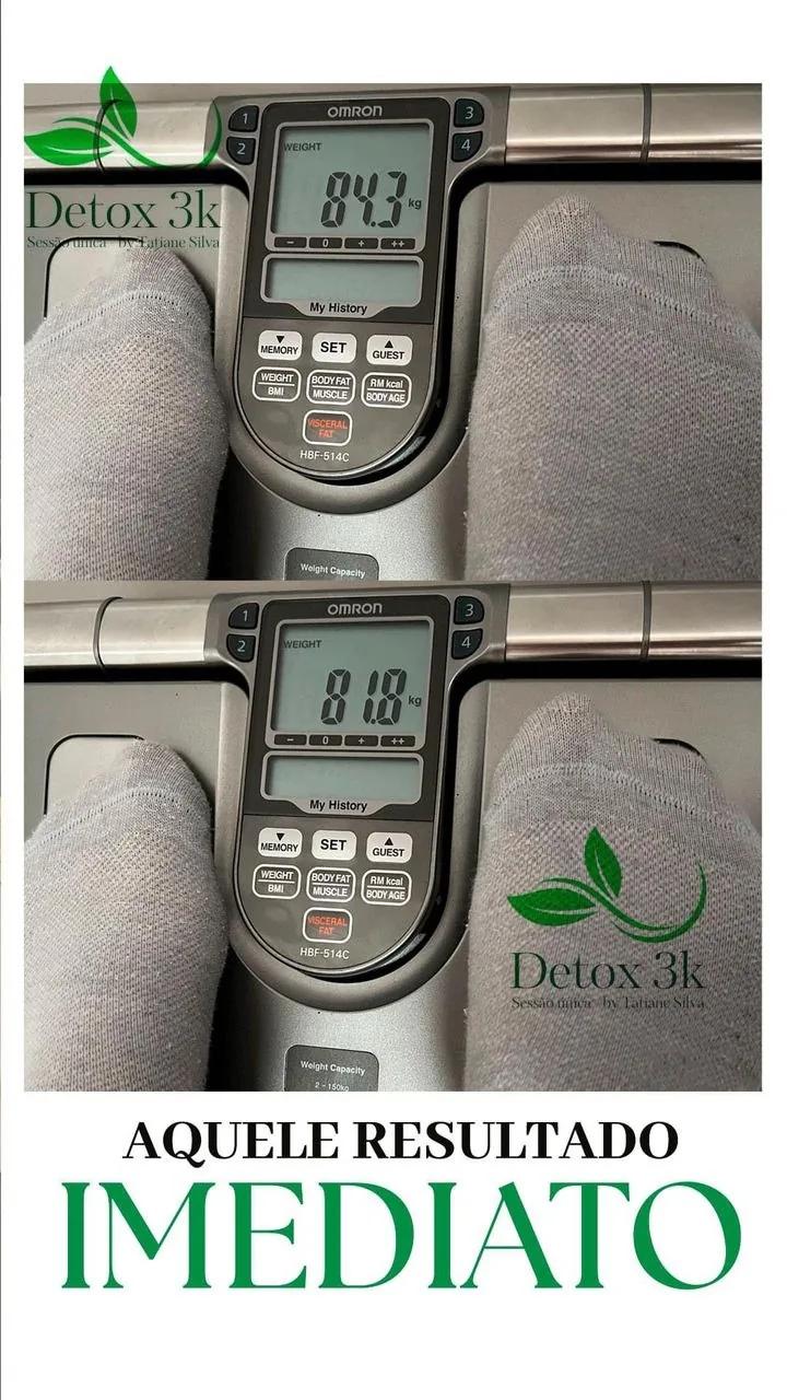 Antes e depois — detox e emagrecimento por profissional habilitada